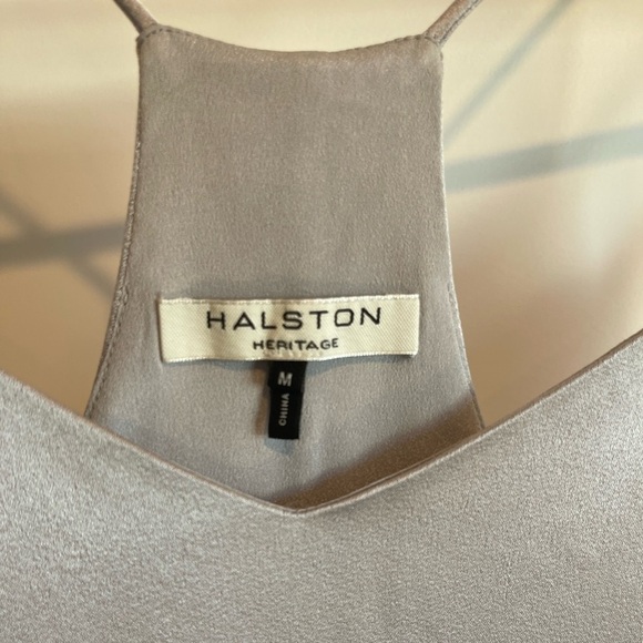 HALSTON Silver Fog Slip Satin Dress.Size M - Picture 8 of 14